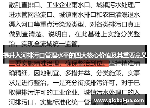 提升入河排污口管理水平的四大核心价值及其重要意义